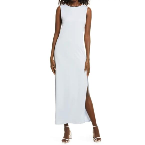 Open Edit Reversible 2 Way Maxi Dress Modal Size Medium Feather Blue Side Slit - Picture 1 of 8